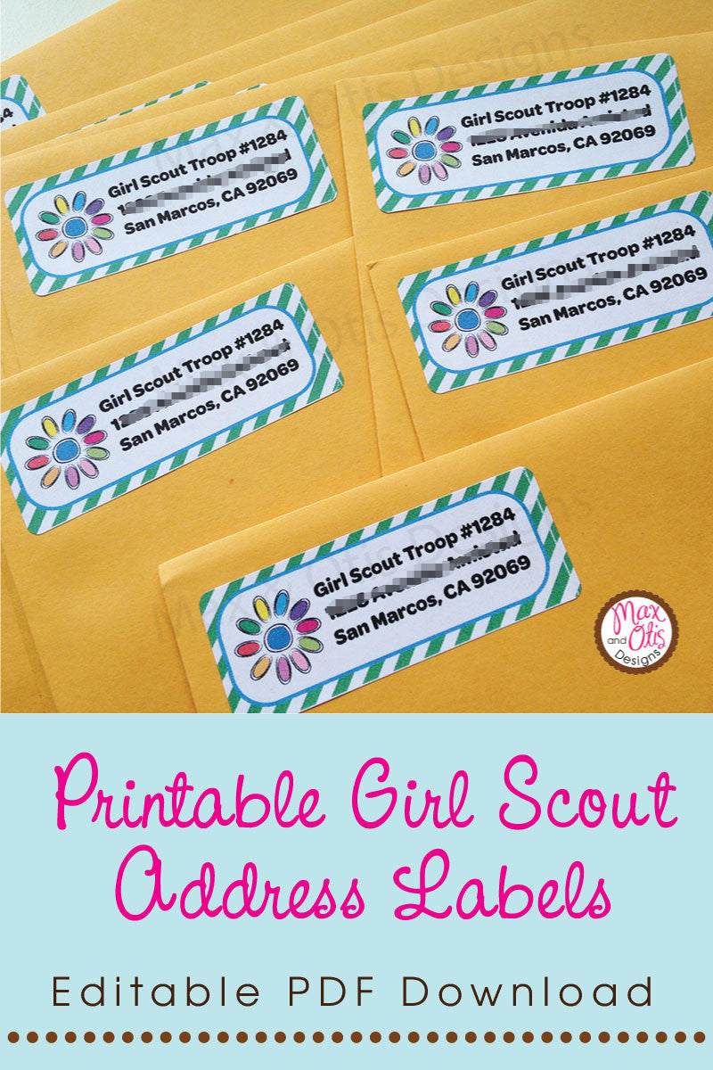 Girl Scout Daisy Printable Address Labels Max & Otis Designs