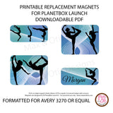 PlanetBox Launch Personalized Magnets - Gymnastics -Blue (Editable PDF)