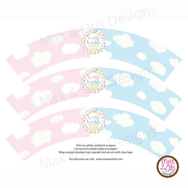 Printable Cupcake Wrappers - Baby Shower Gender Reveal Party – Max & Otis Designs for Free Printable Gender Reveal Cupcake Toppers