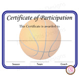 Basketball Certificate of Participation (Editable PDF) - Max & Otis Designs