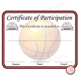Basketball Certificate of Participation (Editable PDF) - Max & Otis Designs