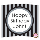 Printable Cupcake Wrappers - Black & Silver Stripe (editable PDF) - Max & Otis Designs
