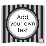 Printable Cupcake Wrappers - Black & Silver Stripe (editable PDF) - Max & Otis Designs