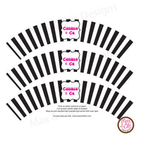 Printable Cupcake Wrappers - Black & White Stripe (editable PDF) - Max & Otis Designs