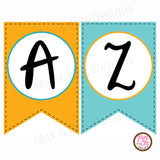 Blue & Orange Printable Alphabet Banner - Editable PDF