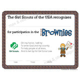 Girl Scout Brownie Printable Participation Certificate (editable PDF) - Max & Otis Designs