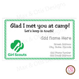 Girl Scout Printable Camp Keep in Touch Cards (editable PDF) - Max & Otis Designs