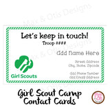 Girl Scout Printable Camp Keep in Touch Cards (editable PDF) - Max & Otis Designs