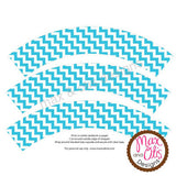 Printable Cupcake Wrappers - Blue Chevron - Max & Otis Designs