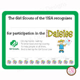 Girl Scout Daisy Printable Participation Certificate (editable PDF) - Max & Otis Designs