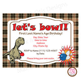 Bowling Party Invitation - Dinosaur (editable PDF) - Max & Otis Designs