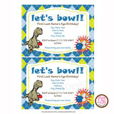 Bowling Party Invitation - Dinosaur (editable PDF) - Max & Otis Designs