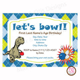 Bowling Party Invitation - Dinosaur (editable PDF) - Max & Otis Designs