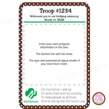 Girl Scout Brownie Bridging Program (editable PDF) - Max & Otis Designs