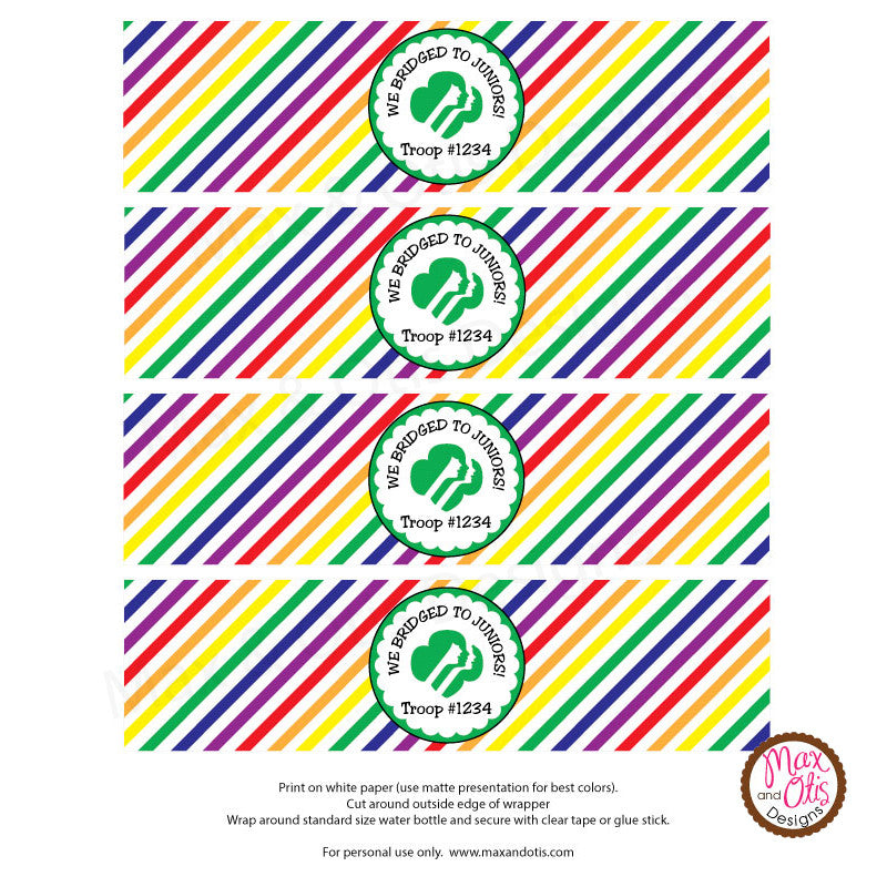 Girl Scout Junior Bridging Water Bottle Label (editable PDF) – Max ...