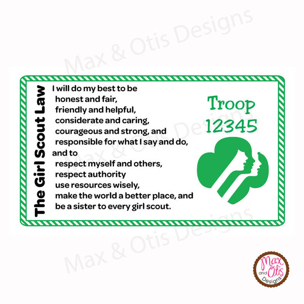 Girl Scout Printable Law Cards (editable PDF) - Max & Otis Designs