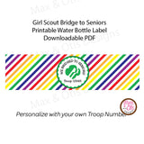 Girl Scout Seniors Bridging Water Bottle Label (editable PDF)
