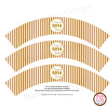 Printable Cupcake Wrappers - Graduation Pink Gold Stripe (editable PDF) - Max & Otis Designs