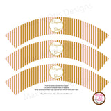 Printable Cupcake Wrappers - Graduation Pink Gold Stripe (editable PDF) - Max & Otis Designs