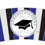 Printable Cupcake Wrappers - Graduation Blue & Silver - Max & Otis Designs