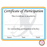 Hockey Certificate of Participation (Editable PDF) - Max & Otis Designs