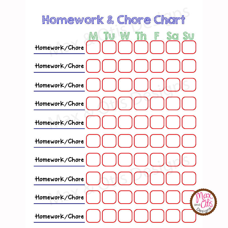 weekly homework chart