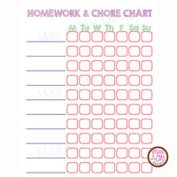 Printable Homework & Chore Chart (Editable PDF) - Max & Otis Designs