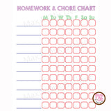 Printable Homework & Chore Chart (Editable PDF) - Max & Otis Designs