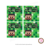 Printable 2" Tags & Labels - Minecraft Steve Thank You (Editable PDF) - Max & Otis Designs