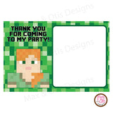 Printable Thank You Card - Minecraft Alex (editable PDF) - Max & Otis Designs