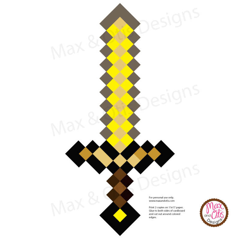 minecraft papercraft gold sword