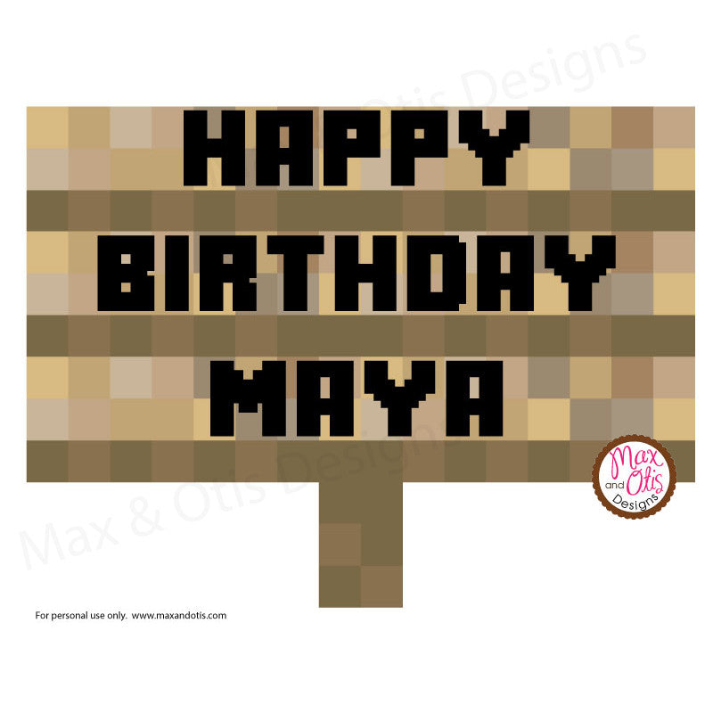 Minecraft Birthday Sign Minecraft Themed Personalised Birthday Gift