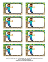 Printable  Rectangle Tags & Labels - Minecraft (Editable PDF) - Max & Otis Designs