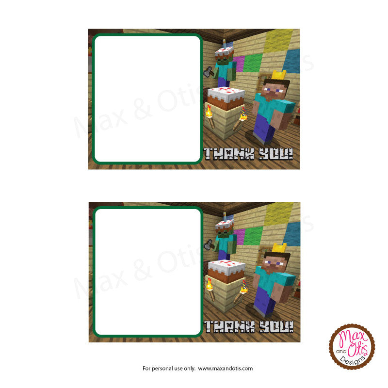 Printable Thank You Card - Minecraft Birthday (editable PDF) – Max & Otis Designs printable-thank-you-card-minecraft-birthday-editable-pdf-max-otis-designs