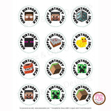 Printable 2" Tags & Labels - Minecraft Happy Birthday