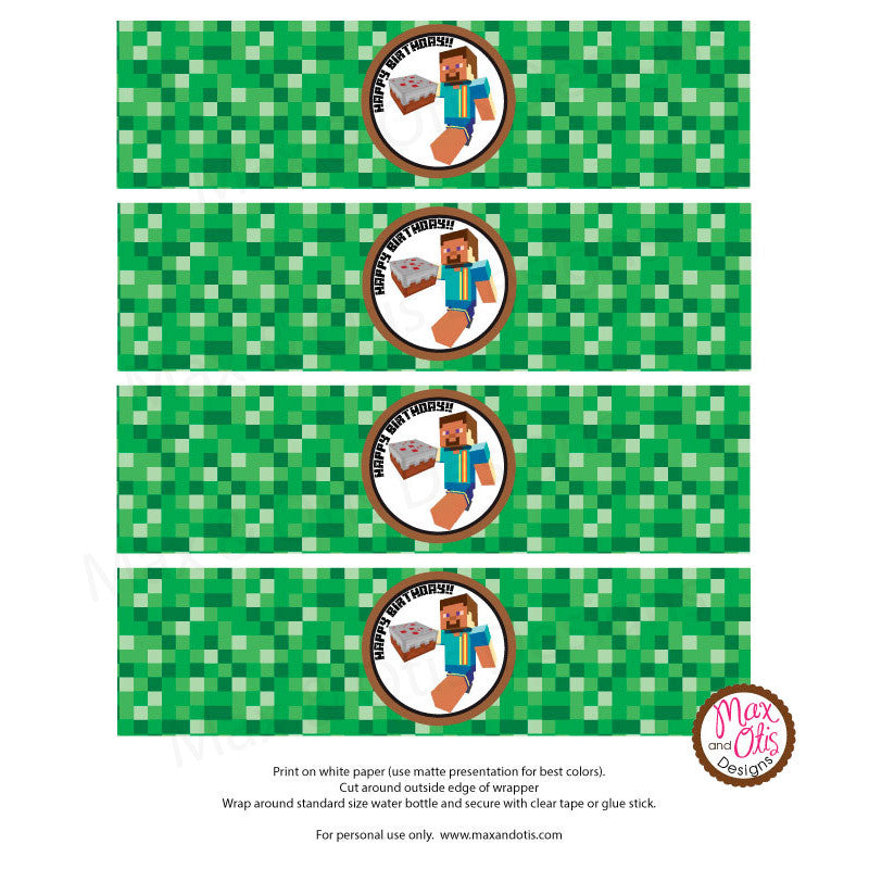 Printable Water Bottle Wrappers - Minecraft Steve (Editable PDF) – Max & Otis Designs printable-water-bottle-wrappers-minecraft-steve-editable-pdf-max-otis-designs