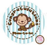 Printable 2" Tags & Labels - Congratulations Monkey (Editable PDF) - Max & Otis Designs