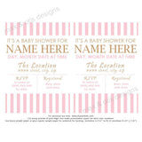 Baby Shower Invitation - Pink & White Stripe (editable PDF) - Max & Otis Designs