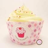 Printable Cupcake Wrappers - Birthday Cupcake (pink & purple dot) - Max & Otis Designs