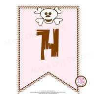 Pirate (Pink) Printable Alphabet Banner - Editable PDF - Max & Otis Designs