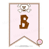 Pirate (Pink) Printable Alphabet Banner - Editable PDF - Max & Otis Designs