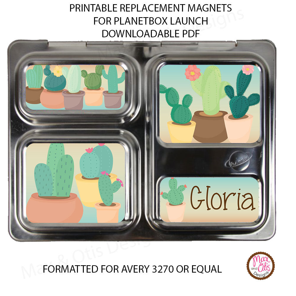 PlanetBox Launch Personalized Magnets - Cactus (Editable PDF