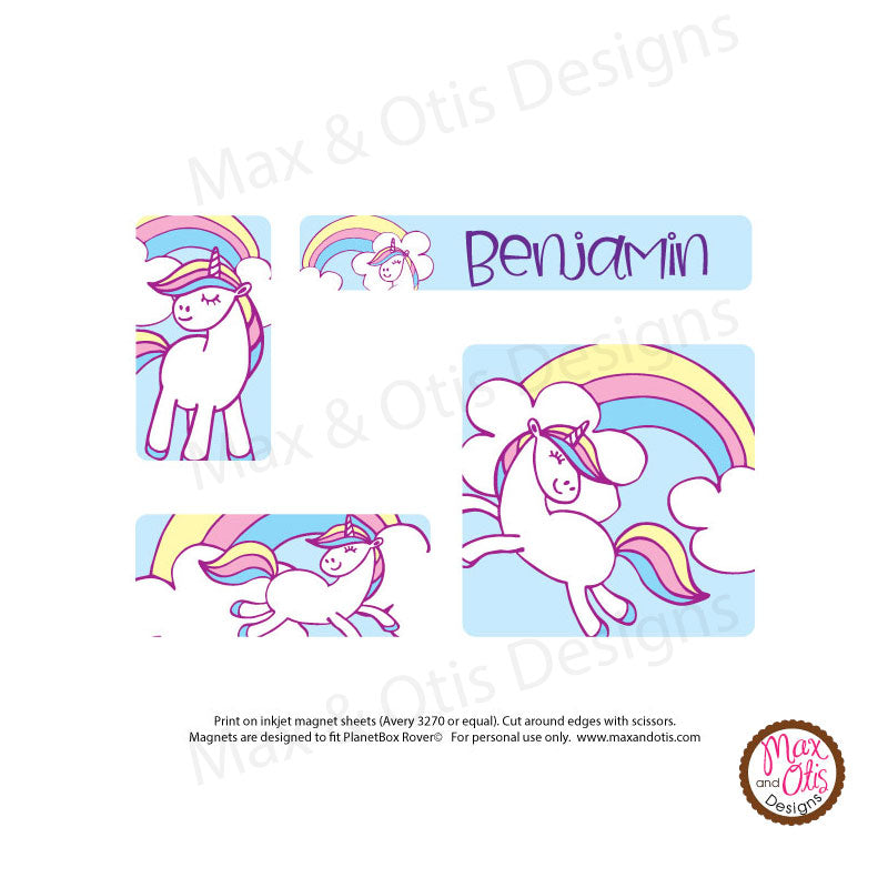 PlanetBox Rover Personalized Magnets - Unicorn Rainbow (Editable PDF) – Max  & Otis Designs