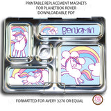 PlanetBox Rover Personalized Magnets - Unicorn Rainbow (Editable PDF)
