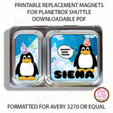 PlanetBox Shuttle Personalized Magnets - New Year Penguins - Max & Otis Designs