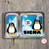 PlanetBox Shuttle Personalized Magnets - New Year Penguins - Max & Otis Designs