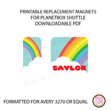 PlanetBox Shuttle Personalized Magnets - Rainbow (Editable PDF)