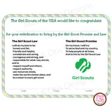 Girl Scout Re-dedication Printable Certificate (editable PDF)