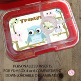 Yumbox Personalized Laminated Inserts - Owls - Max & Otis Designs