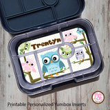 Yumbox Personalized Laminated Inserts - Owls - Max & Otis Designs